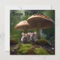 Mice Under Mushroom Sheltering From Rain,