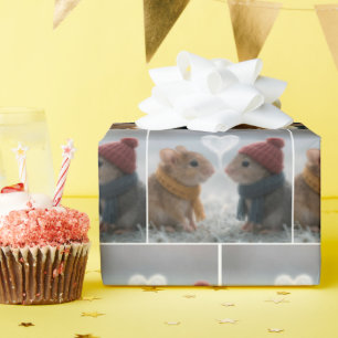 Mice With a Frosty Heart Wrapping Paper