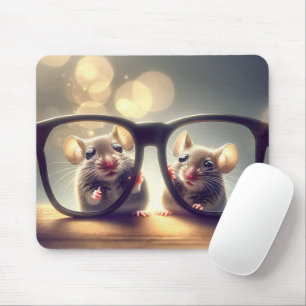 Mice With Oversized Black Glasses  Mouse Pad