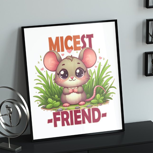 Micest Friend funny pun Cute baby Mouse cartoon Photo Print (Creator Uploaded)