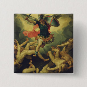 Michael and the fallen angels by Giuseppe Cesari  15 Cm Square Badge