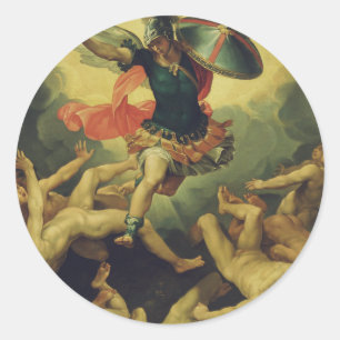 Michael and the fallen angels by Giuseppe Cesari Classic Round Sticker