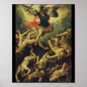 Michael and the fallen angels by Giuseppe Cesari Poster