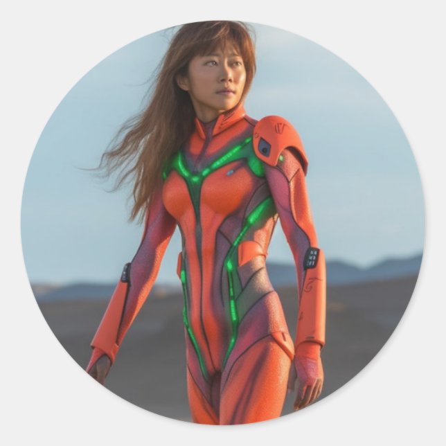 Michael Bay's Evangelion - Asuka Classic Round Sticker (Front)