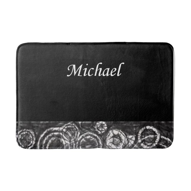 michael black white bathroom bathmat (Front)
