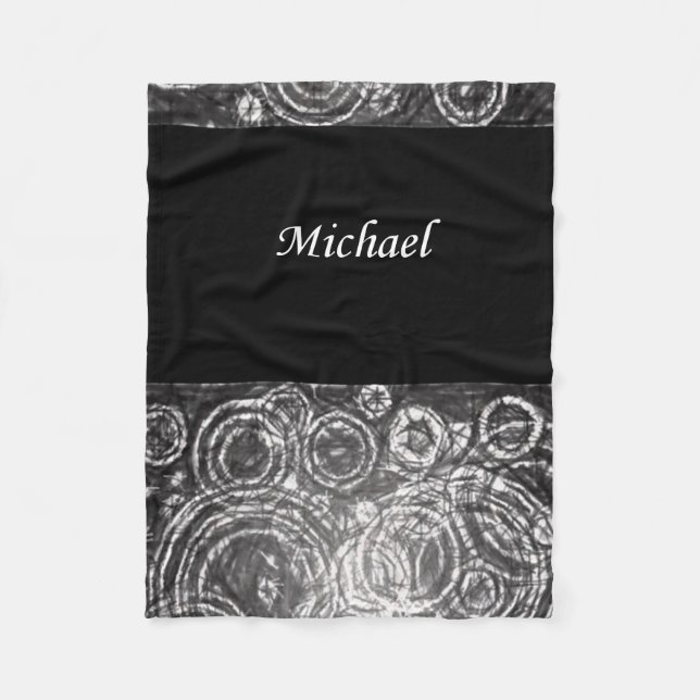 Michael black white fleece blanket (Front)