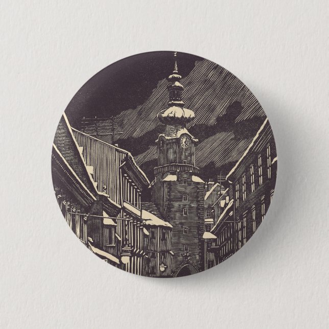 Michael Gate in Bratislava Medieval Tower 6 Cm Round Badge (Front)