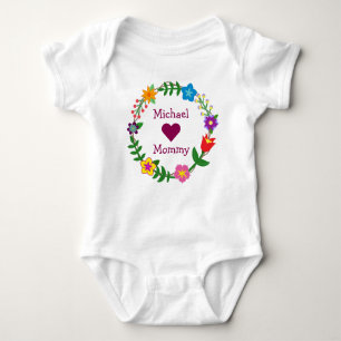 Michael Hearts Mummy Elegant Flowers Personalise Baby Bodysuit