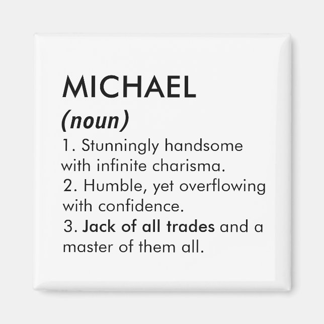 Michael name, Editable name, Custom name Magnet (Front)