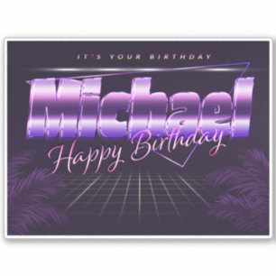 Michael Name First name lila retro Sticker Birthda