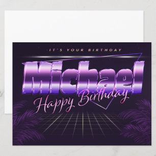 Michael Name Vorname lila retro Karte Geburtstag Card