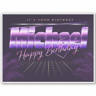 Michael Name Vorname lila retro Sticker Geburtstag