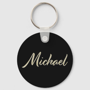 Michael Name whitegold Button Schlüsselanhänger Key Ring