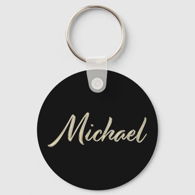 Michael Name whitegold Button Schlüsselanhänger Key Ring (Front)