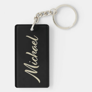 Michael Name whitegold Keytag Key Ring
