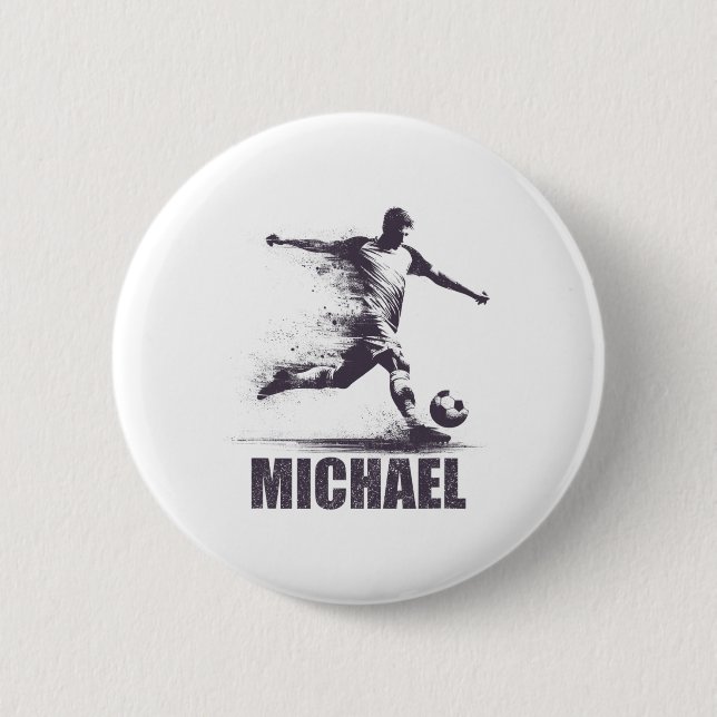 Michael Soccer Boys Personalised First Name Michae 6 Cm Round Badge (Front)