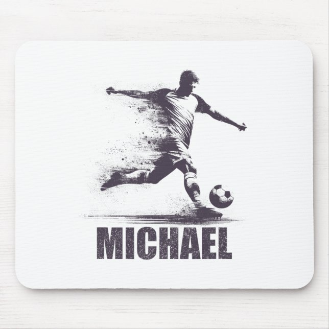 Michael Soccer Boys Personalised First Name Michae Mouse Pad (Front)