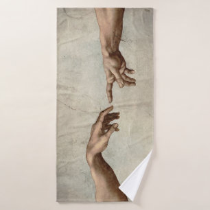Michaelangelo hands creation adam god bath towel set