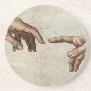 Michaelangelo hands creation adam god coaster