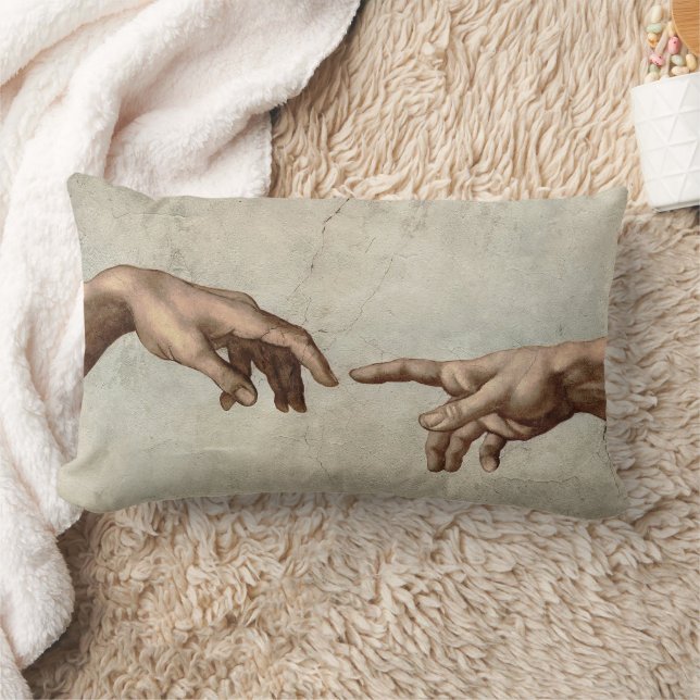 Michaelangelo hands creation adam god lumbar cushion (Blanket)