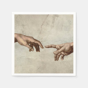 Michaelangelo hands creation adam god napkin