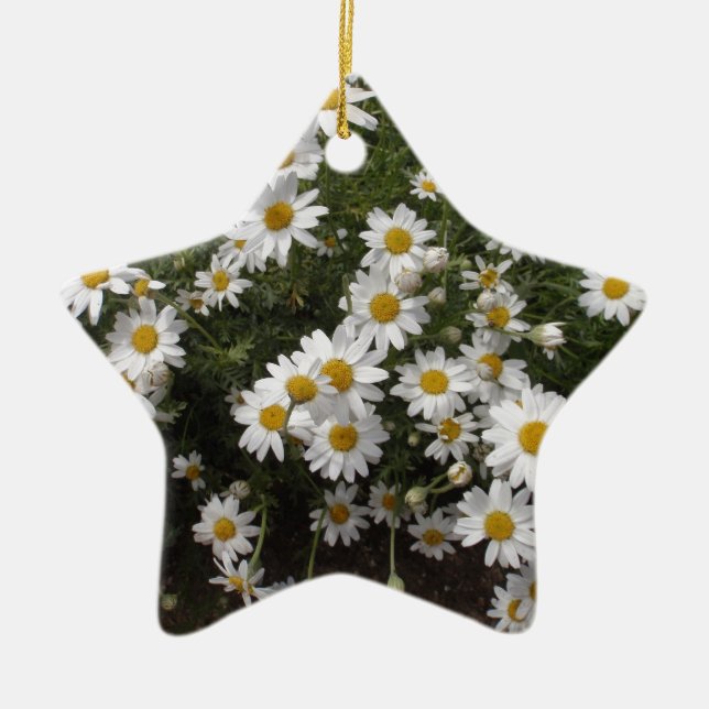 Michaelmas Daisies Ceramic Tree Decoration (Front)