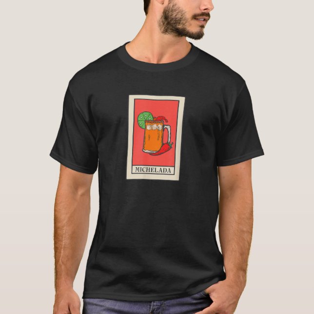 Michelada Tarot Card Style Art Spicy Mexican Cockt T-Shirt (Front)