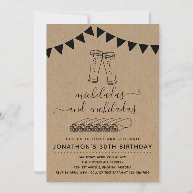 Micheladas & Enchiladas Birthday Party - Any Age Invitation (Front)