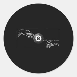 Michelangelo Artistic Billiards Hand Of God Black  Classic Round Sticker