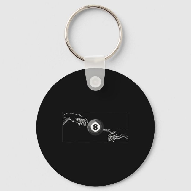 Michelangelo Artistic Billiards Hand Of God Black  Key Ring (Front)