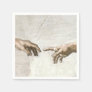 Michelangelo Creation of Adam Hands Fine Art Napkin