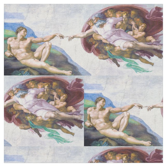 Michelangelo - Creation of Adam Isolated Fabric (Close Up)
