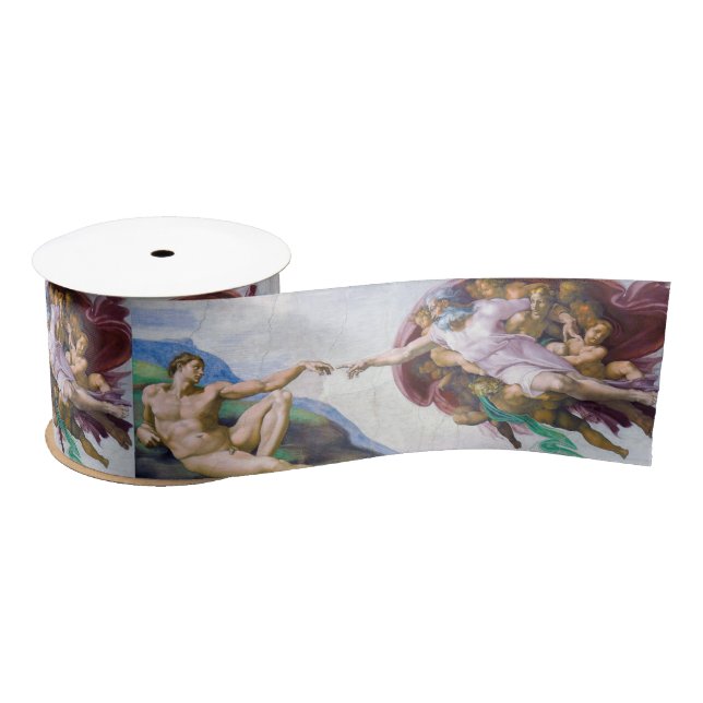Michelangelo - Creation of Adam Isolated Satin Ribbon (Spool)