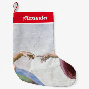 Michelangelo - Creation of Adam Isolated Small Christmas Stocking