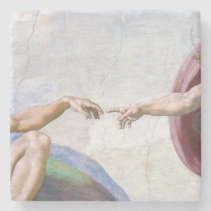 Michelangelo - Creation of Adam Isolated Stone Coaster