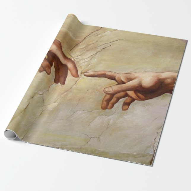 Michelangelo Creation of Adam Sistine Chapel Wrapping Paper (Unrolled)