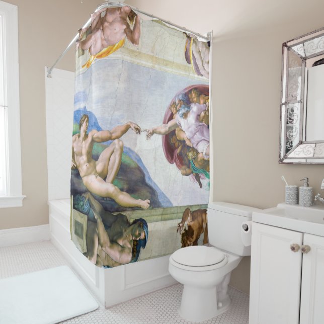 Michelangelo - Creation of Adam, Sistine Chapel's Shower Curtain (In Situ)