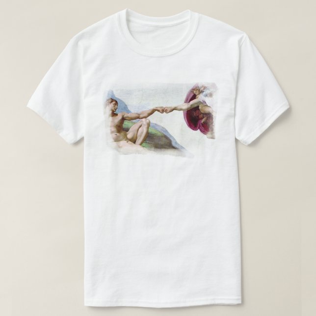 Michelangelo Creation Of Man - God Adam Fist Bump T-Shirt (Design Front)