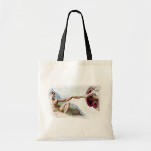 Michelangelo Creation Of Man - God Adam Fist Bump Tote Bag