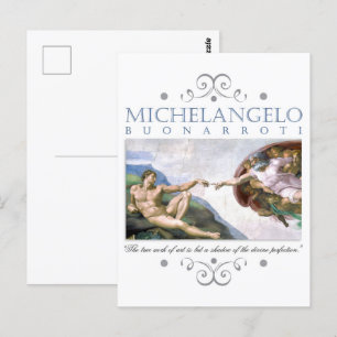 Michelangelo Creation of Man Painting with Quote Postcard