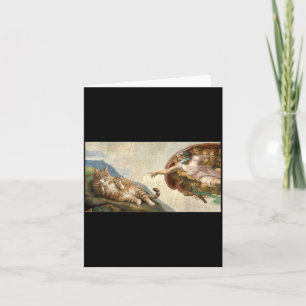 Michelangelo Hand Of God Parody Cat And Adam Card
