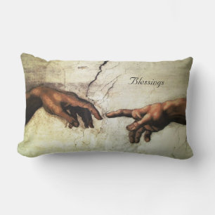 Michelangelo hands vintage art & calligraphy lumbar cushion