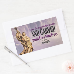 Michelangelo Inspirational Quote "Carved" Rectangular Sticker
