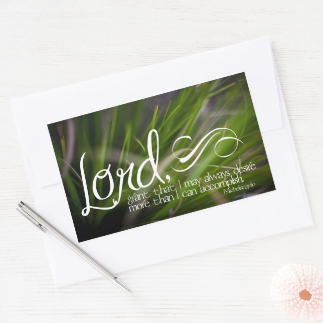 Michelangelo Inspirational Quote "Lord, grant" Rectangular Sticker (Envelope)