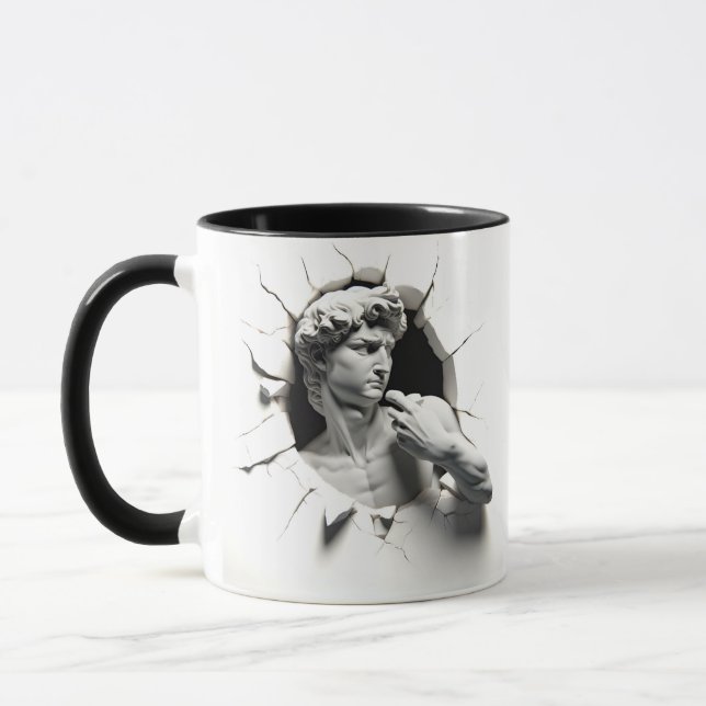 Michelangelo’s David 3D peeking out of hole Mug (Left)