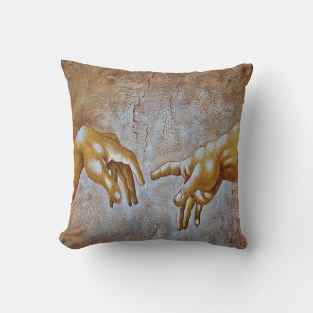 Michelangelo's Creation of Adam Throw Pillow (Front)