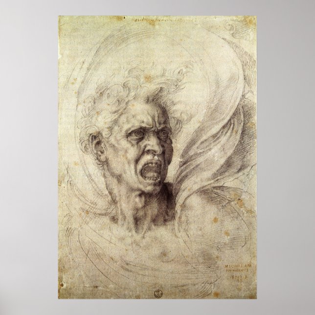 Michelangelo's Damned Soul, Head of a Man Poster (Front)