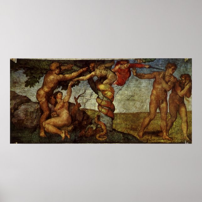 Michelangelo's Fall and Expulsion, Garden of Eden Poster (Front)