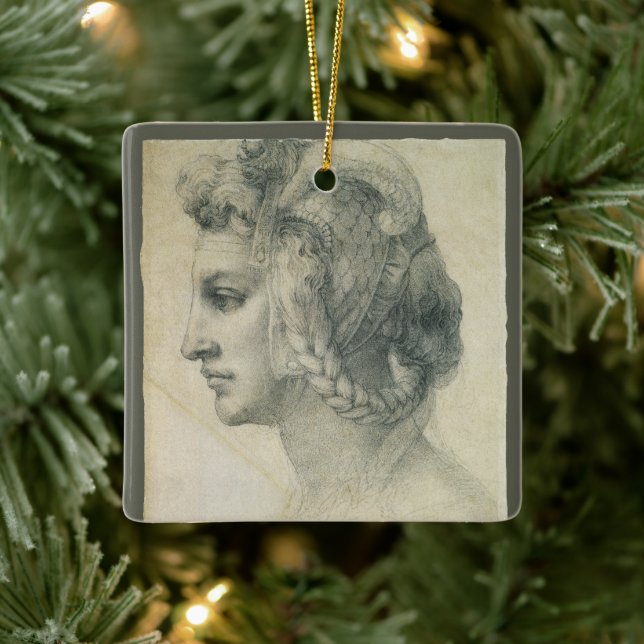 Michelangelo's Ideal Head of a Woman Ceramic Ornament (Tree)