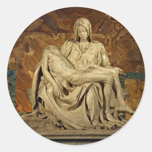 Michelangelo's Pieta in St. Peter's Basilica Classic Round Sticker (Front)
